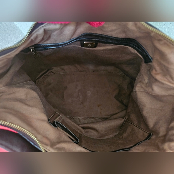 MCM Dark Brown Monogram Shoulder Hobo Bag